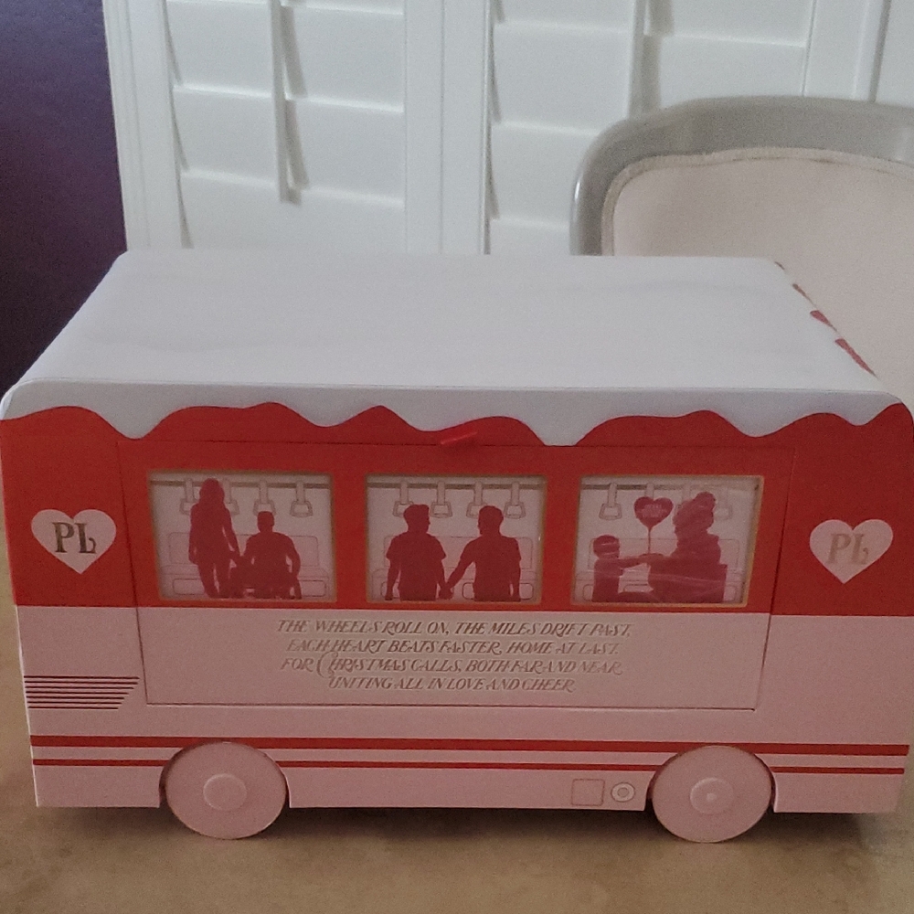 Red and White Toy Bus